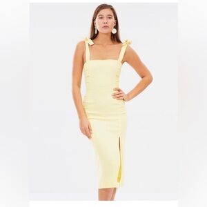 Bec & Bridge Lemon Tie-Shoulder Midi Dress